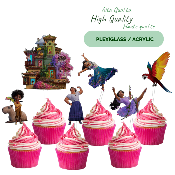 cake and cupcakes with encanto toppers
