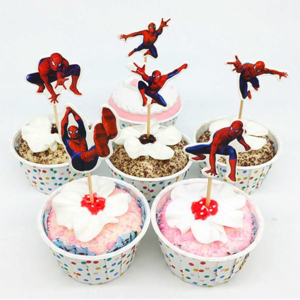 cupcakes with spiderman toppers