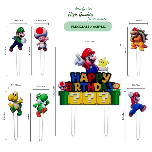measurments of super mario cake topper