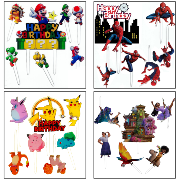 set of 4 cake toppers
